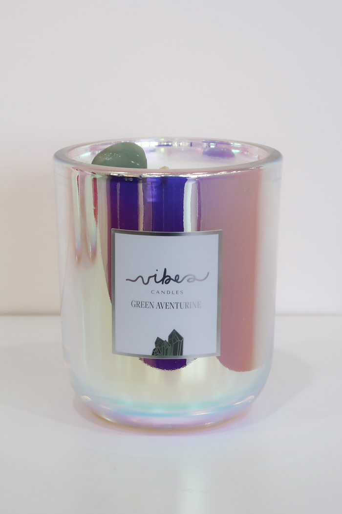 10oz Crystal Candle - Green Aventurine - Luck + Opportunity + Success