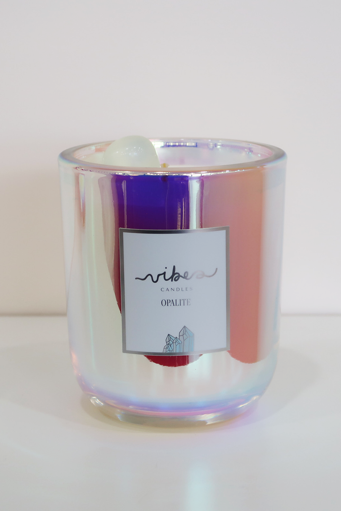 10oz Crystal Candle - Opalite - Soothing + Calming + Peaceful
