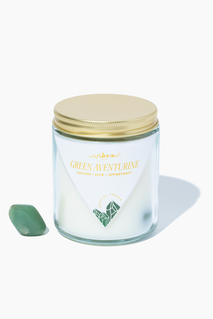 7.5oz Crystal Candle - “Holiday” Green Aventurine