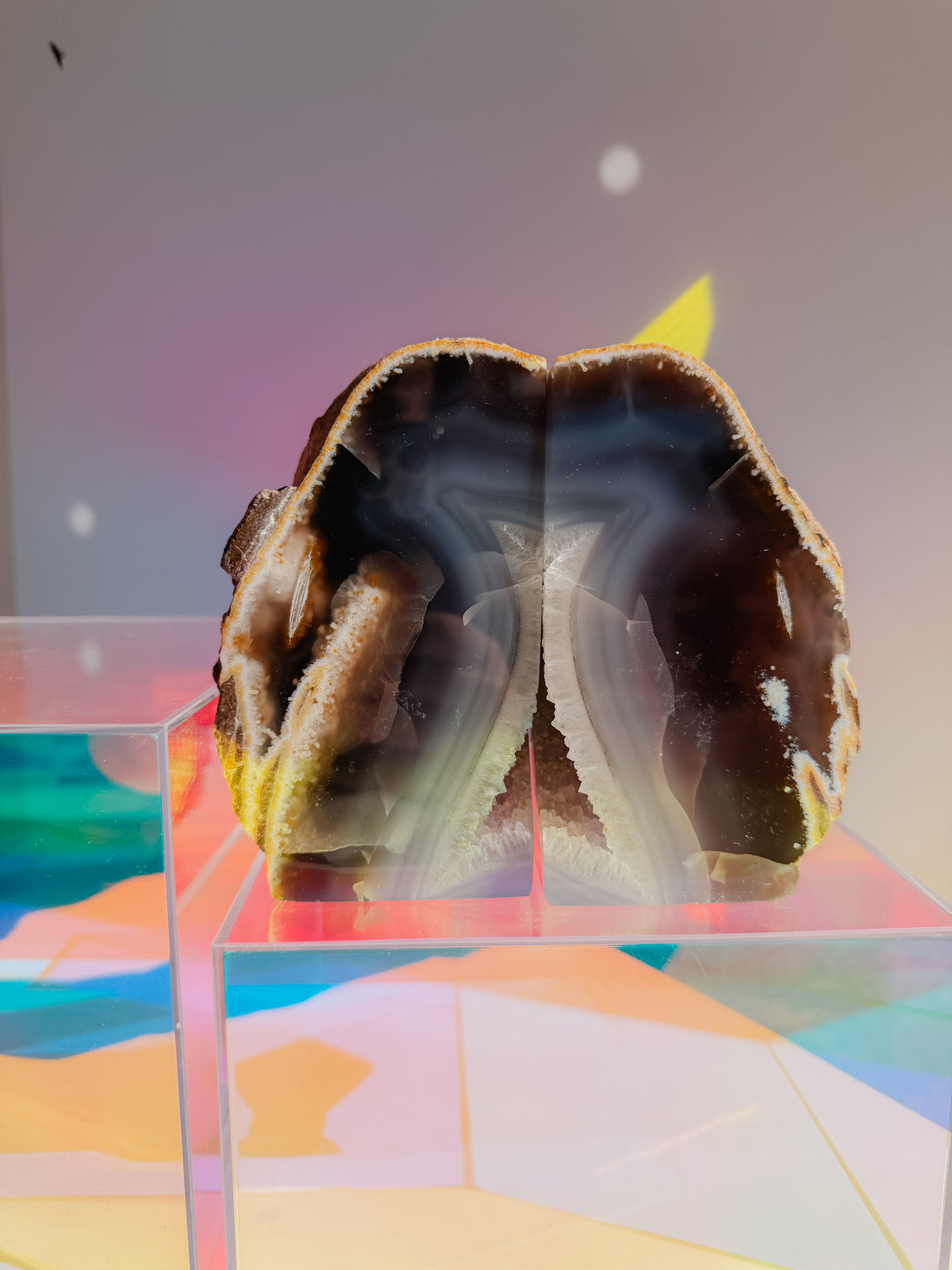 Agate Geode Book Ends - Grey