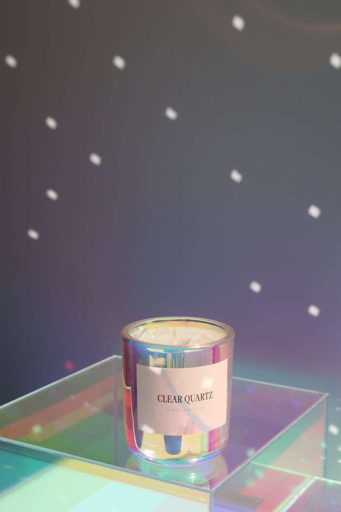 3.5oz Petite Crystal Candle - Clear Quartz - Heal + Cleanse + Energize