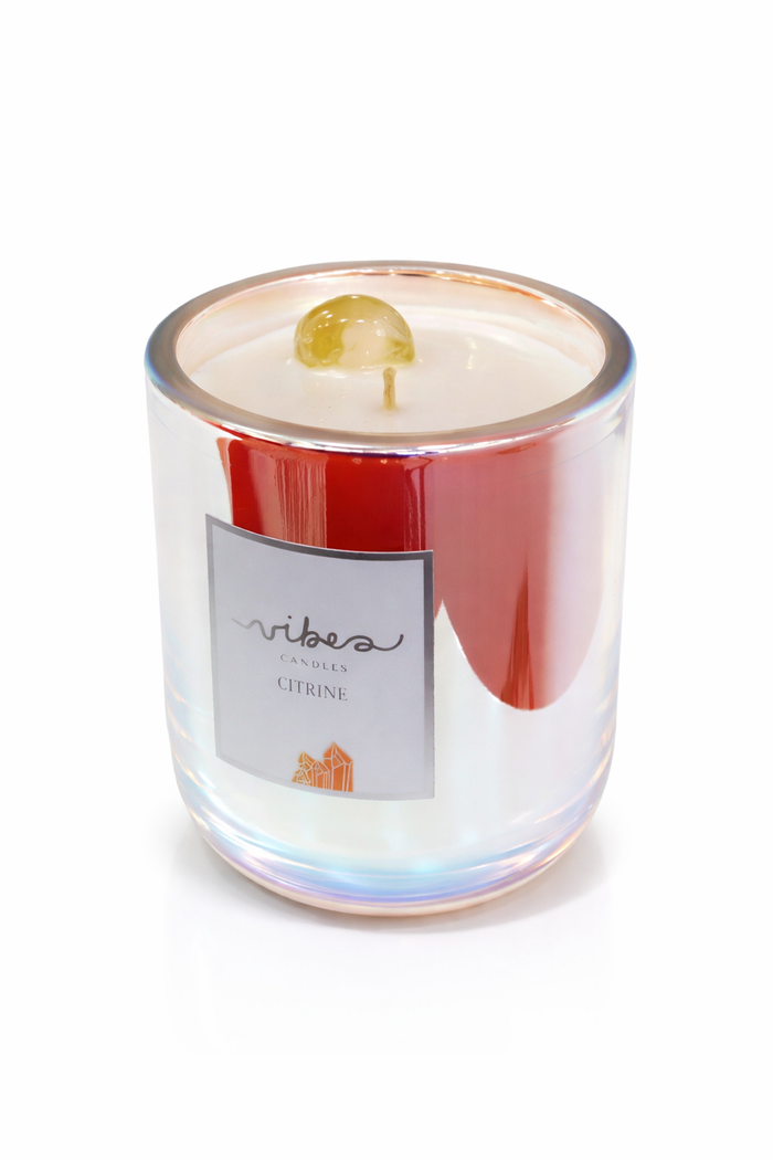 10oz Crystal Candle - Citrine - Goal Setting + Abundance + Creativity
