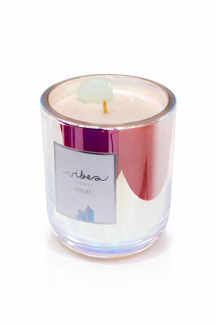 10oz Crystal Candle - Opalite - Soothing + Calming + Peaceful