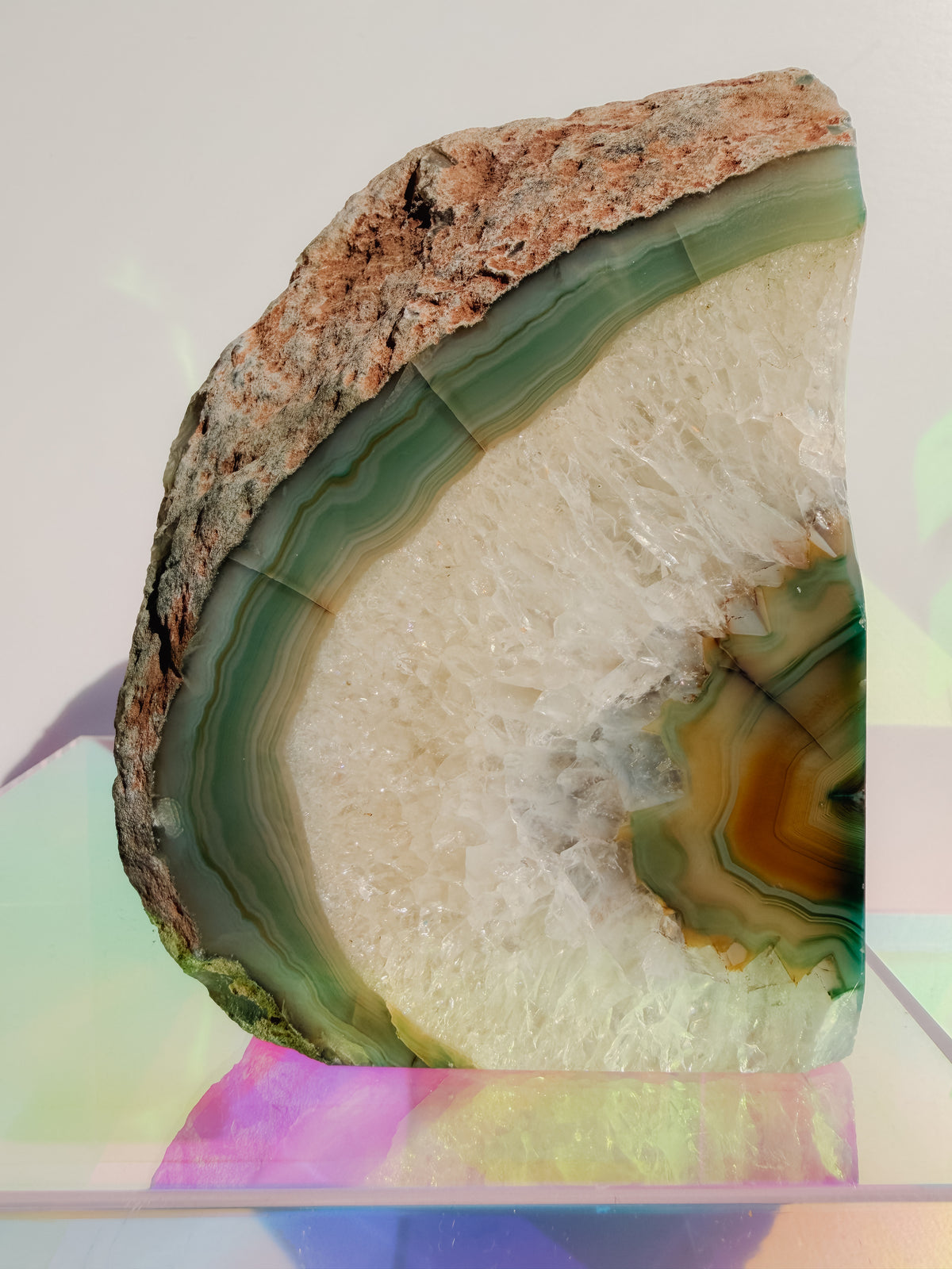 Agate Geode Book Ends - Green