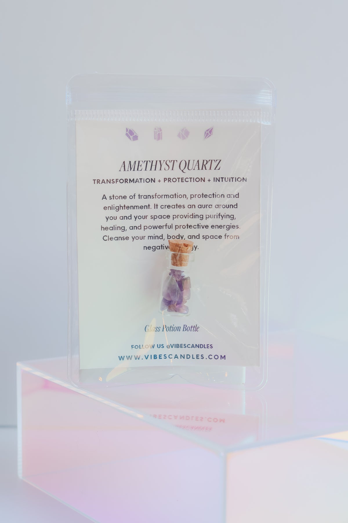 Mini Crystal Potion Bottle- Amethyst Quartz