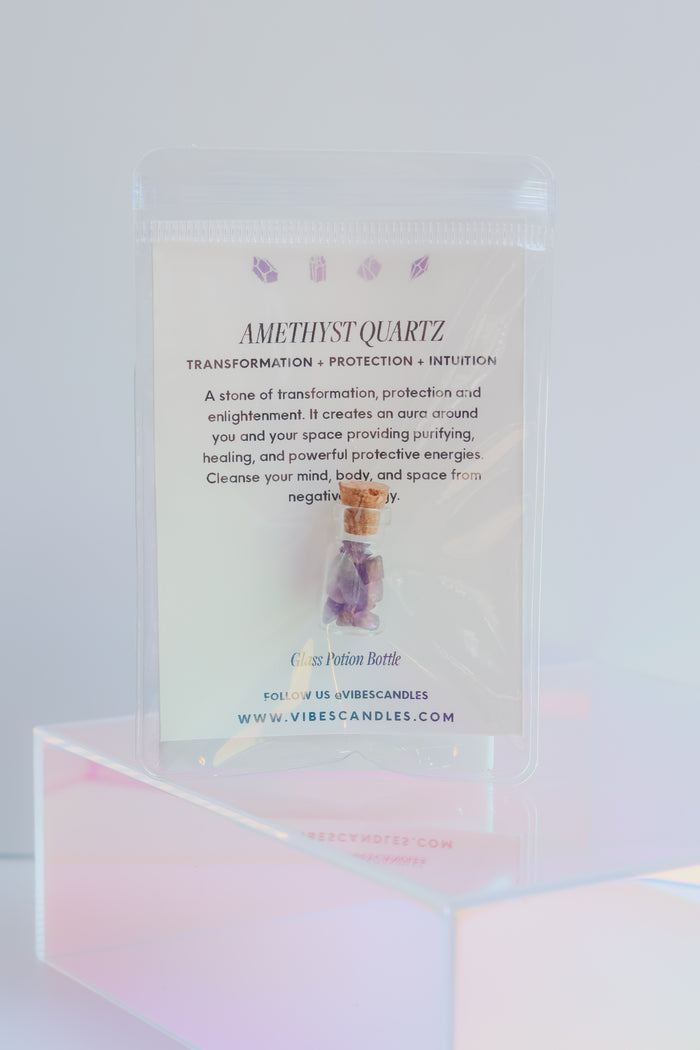 Mini Crystal Potion Bottle- Amethyst Quartz