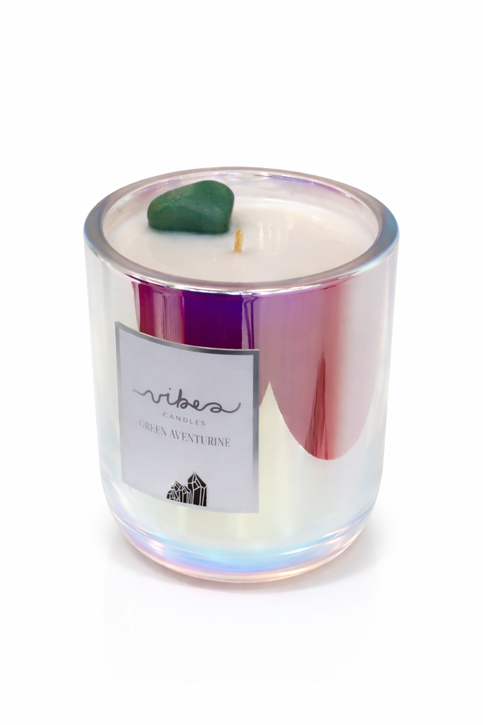 10oz Crystal Candle - Green Aventurine - Luck + Opportunity + Success