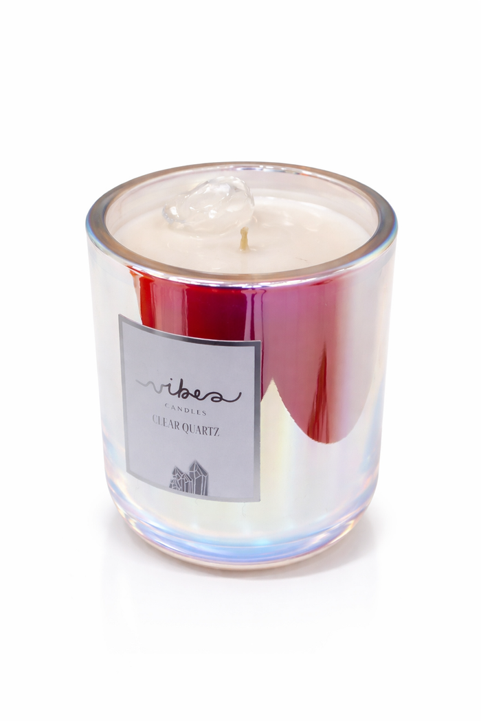 10oz Crystal Candle - Clear Quartz - Heal + Cleanse + Energize