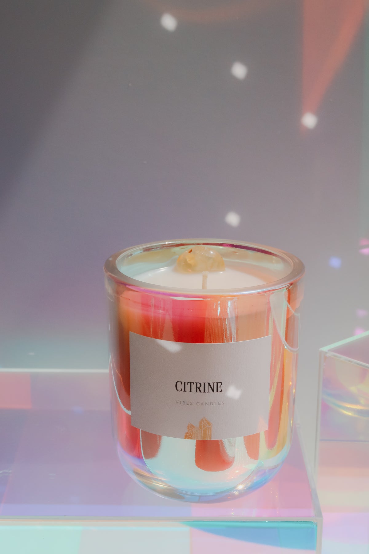 10oz Crystal Candle - Citrine - Goal Setting + Abundance + Creativity