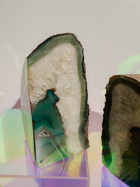 Agate Geode Book Ends - Green