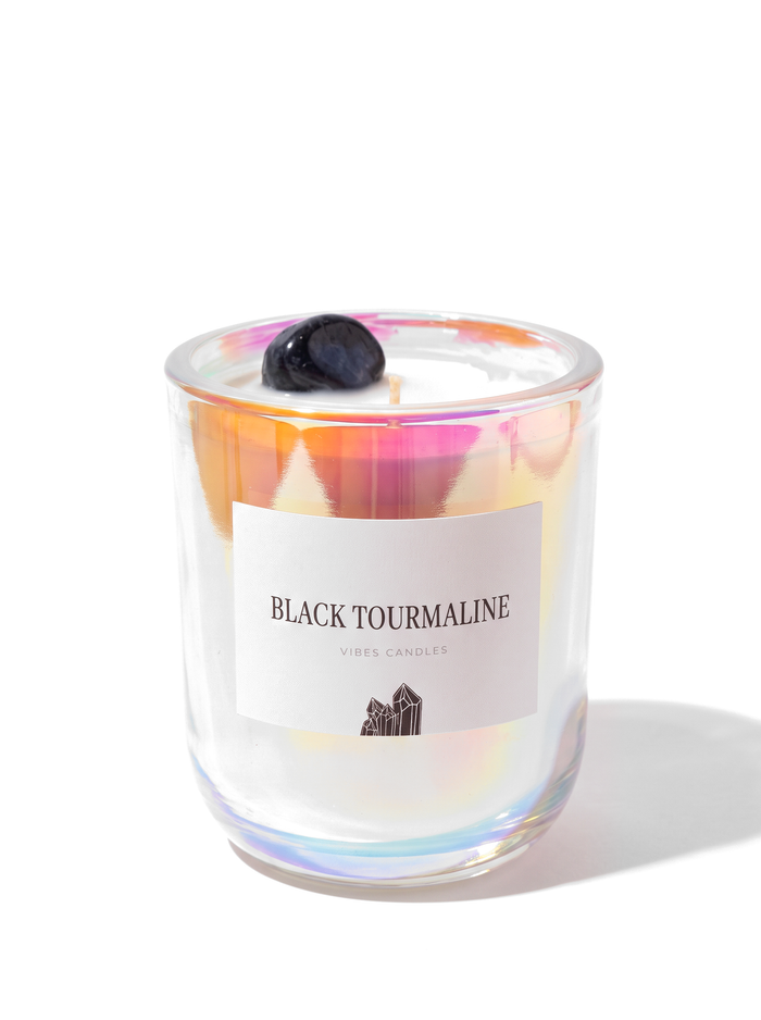 Black Tourmaline Crystal Candle