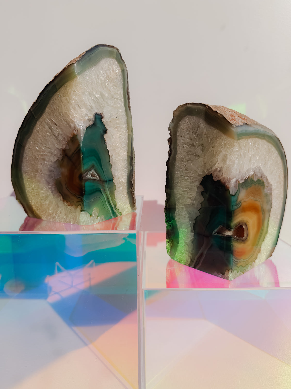 Agate Geode Book Ends - Green