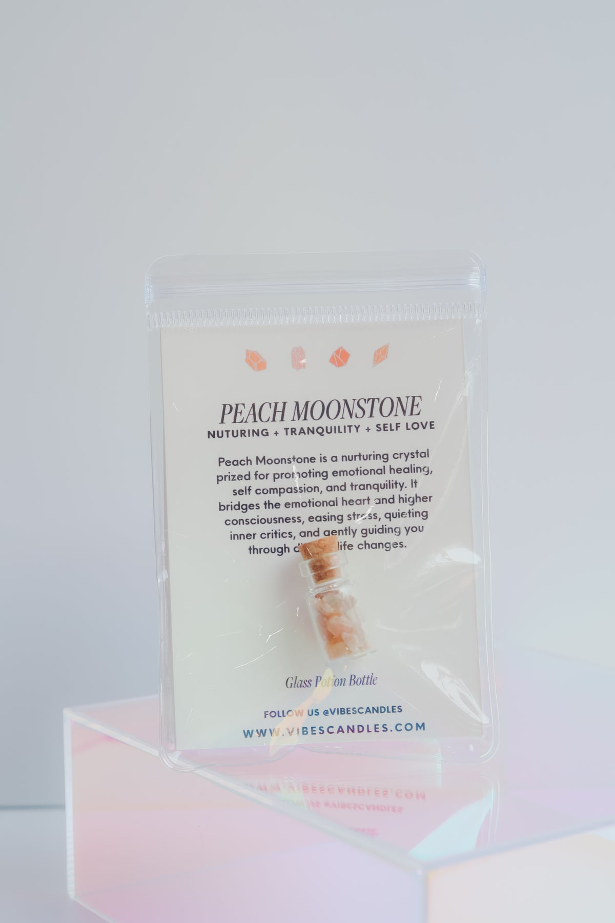 Mini Crystal Potion Bottle - Peach Moonstone