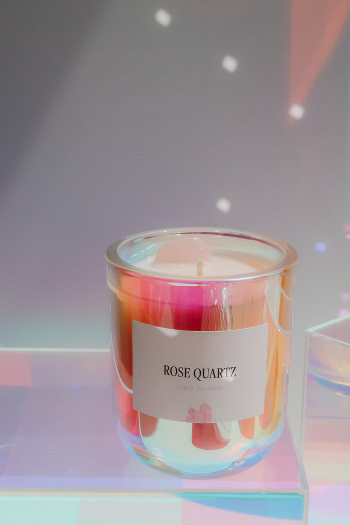 10oz Crystal Candle - Rose Quartz - Love + Kindness + Compassion