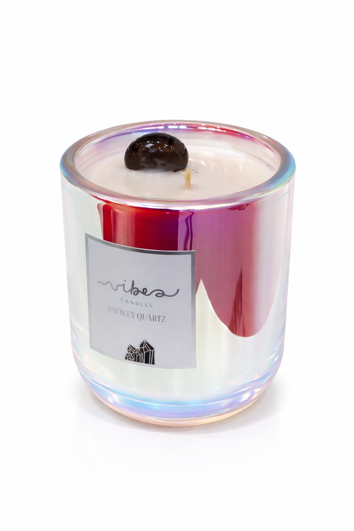 10oz Crystal Candle - Smoky Quartz - Grounding + Stress Relief + Energy Cleanser