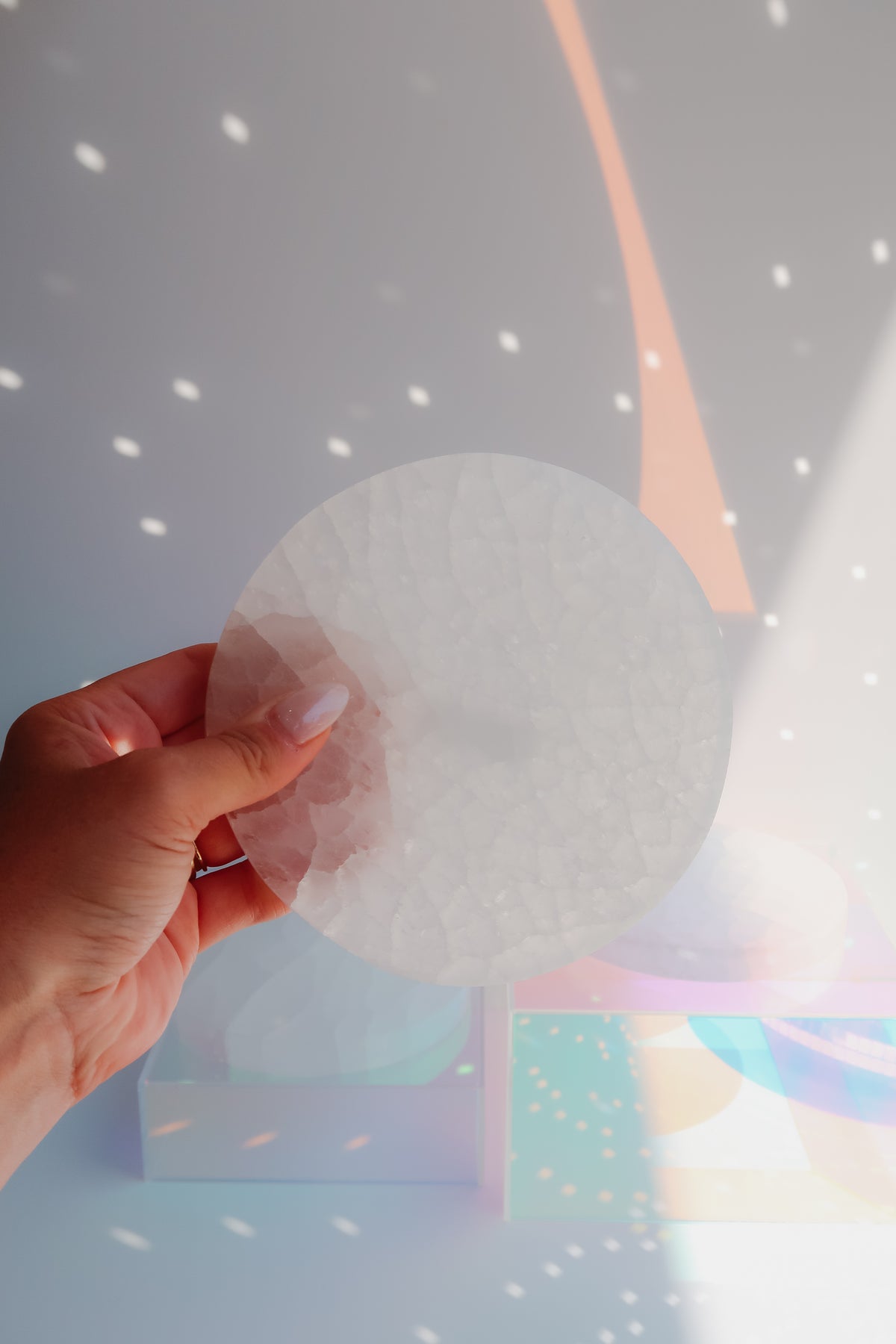 Crystal Round Plate - Selenite