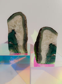 Agate Geode Book Ends - Green