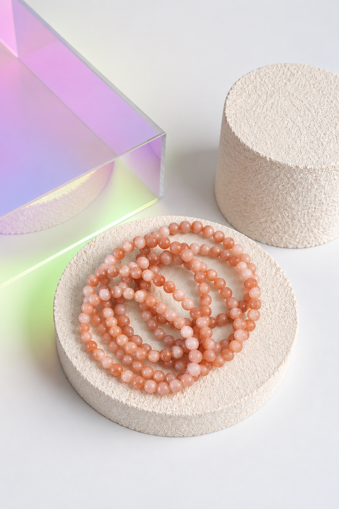 Beaded Bracelet - Peach Moonstone