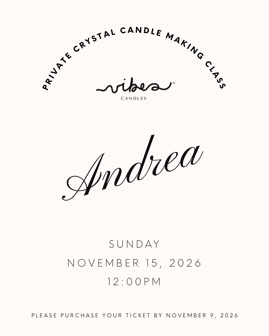 Andrea’s Crystal Candle Making Class - SUN Nov 15, 2026 @ 12pm