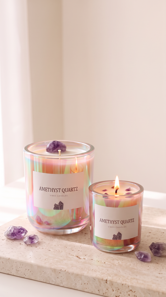 Amethyst Quartz Crystal Candle