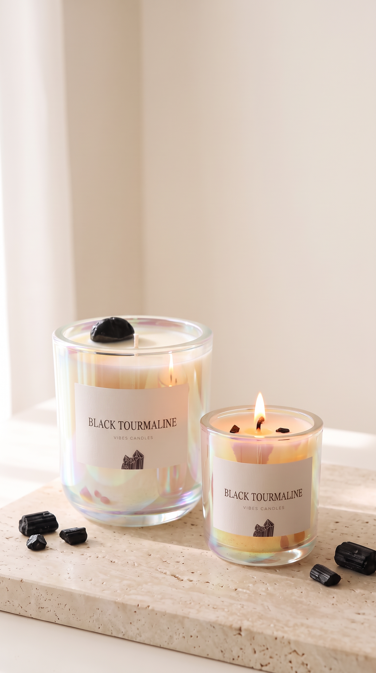 Black Tourmaline Crystal Candle