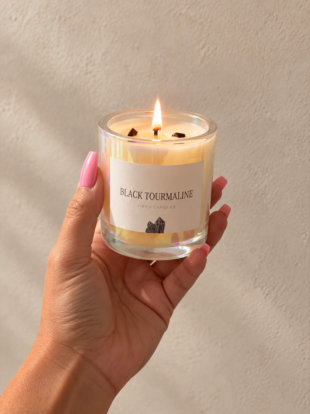 Black Tourmaline Crystal Candle