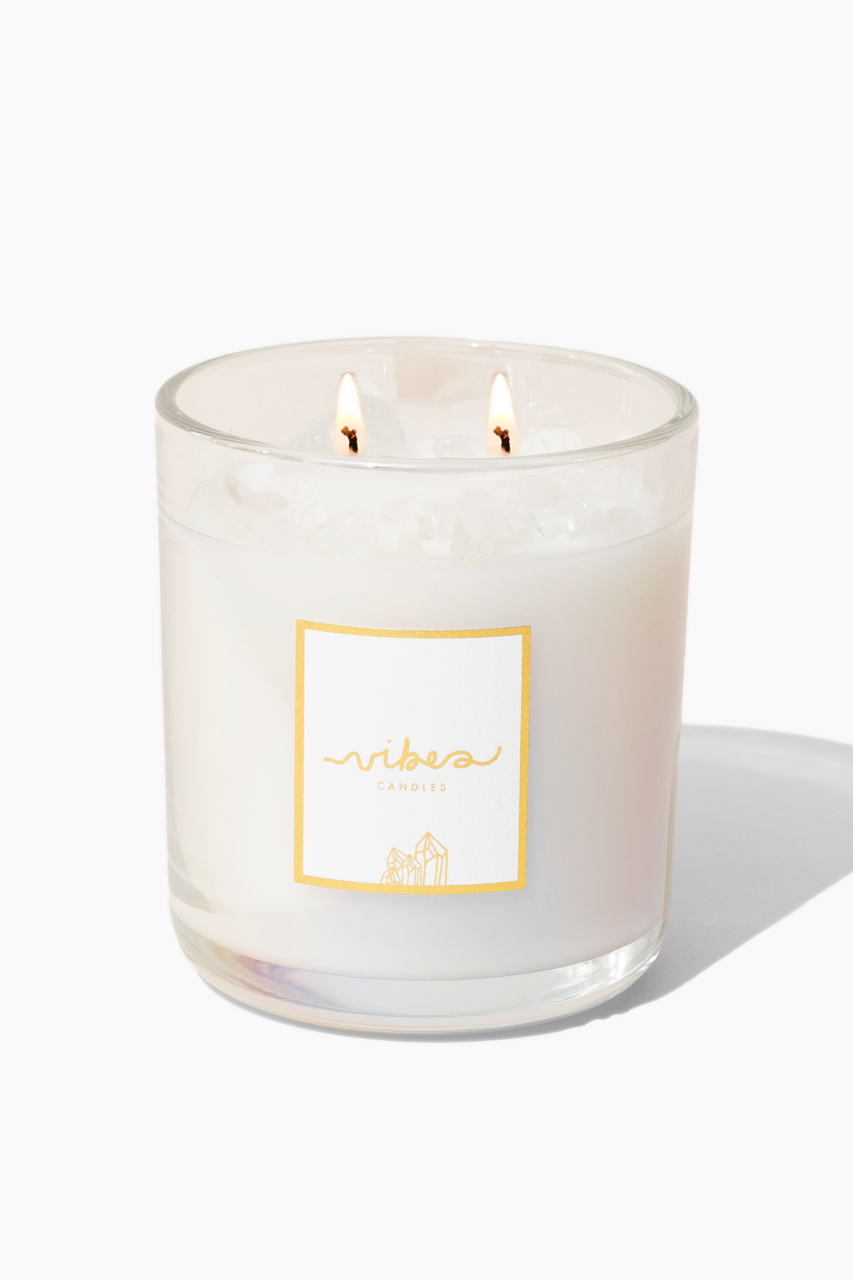 11oz Crystal Candle - Clear Quartz - Heal + Cleanse + Energize