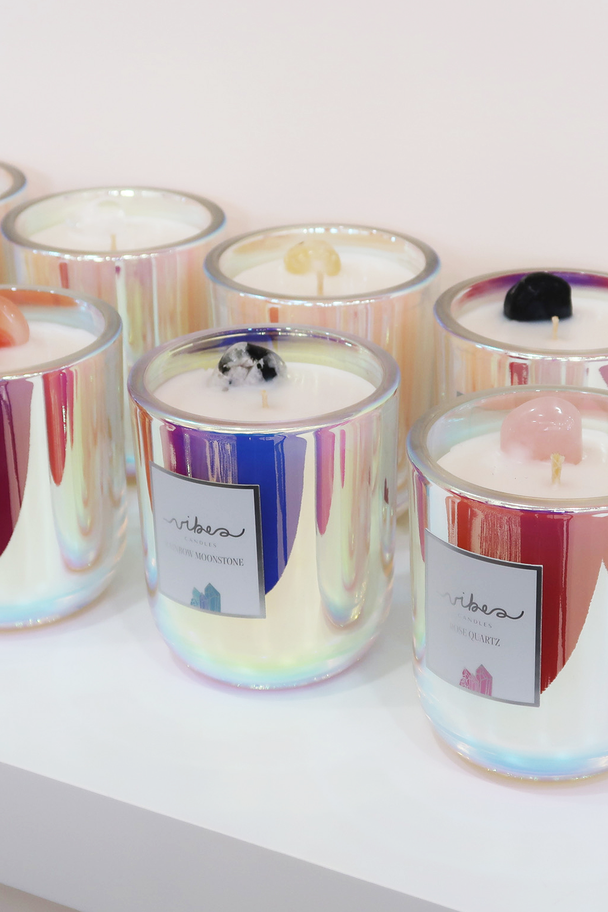 10oz Crystal Candle - Peach Agate - Calming + Courage + Balance