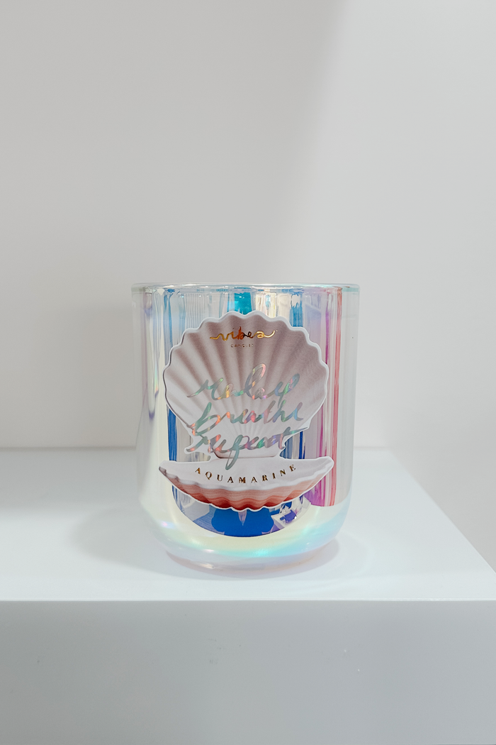 10oz Crystal Candle - Aquamarine - Tranquility + Rejuvenation + Soothing