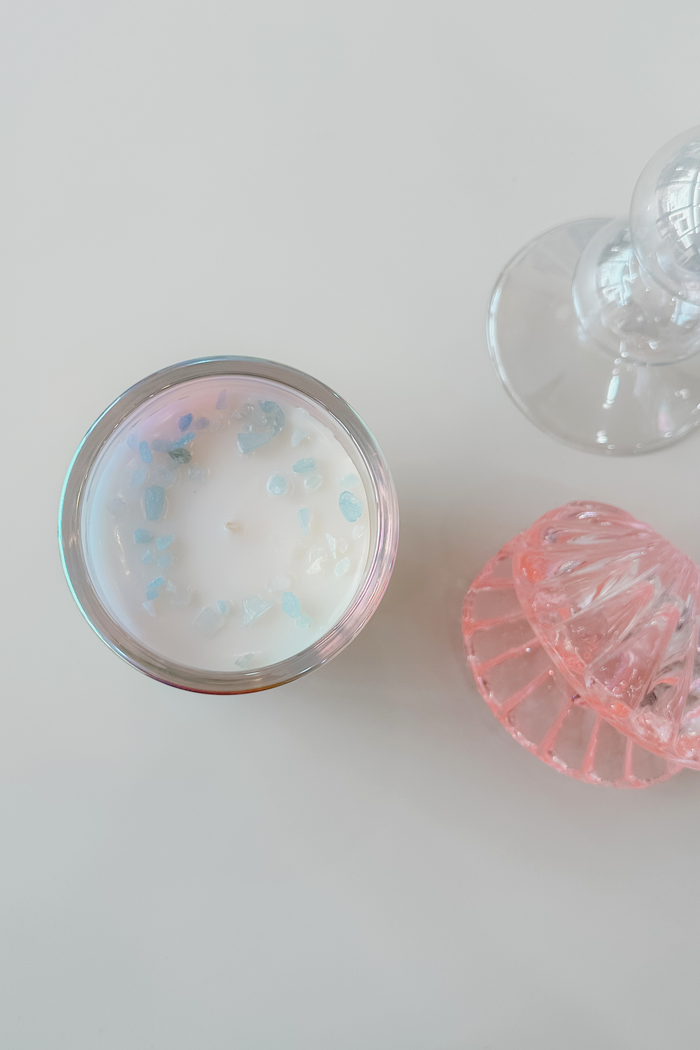 10oz Crystal Candle - Aquamarine - Tranquility + Rejuvenation + Soothing