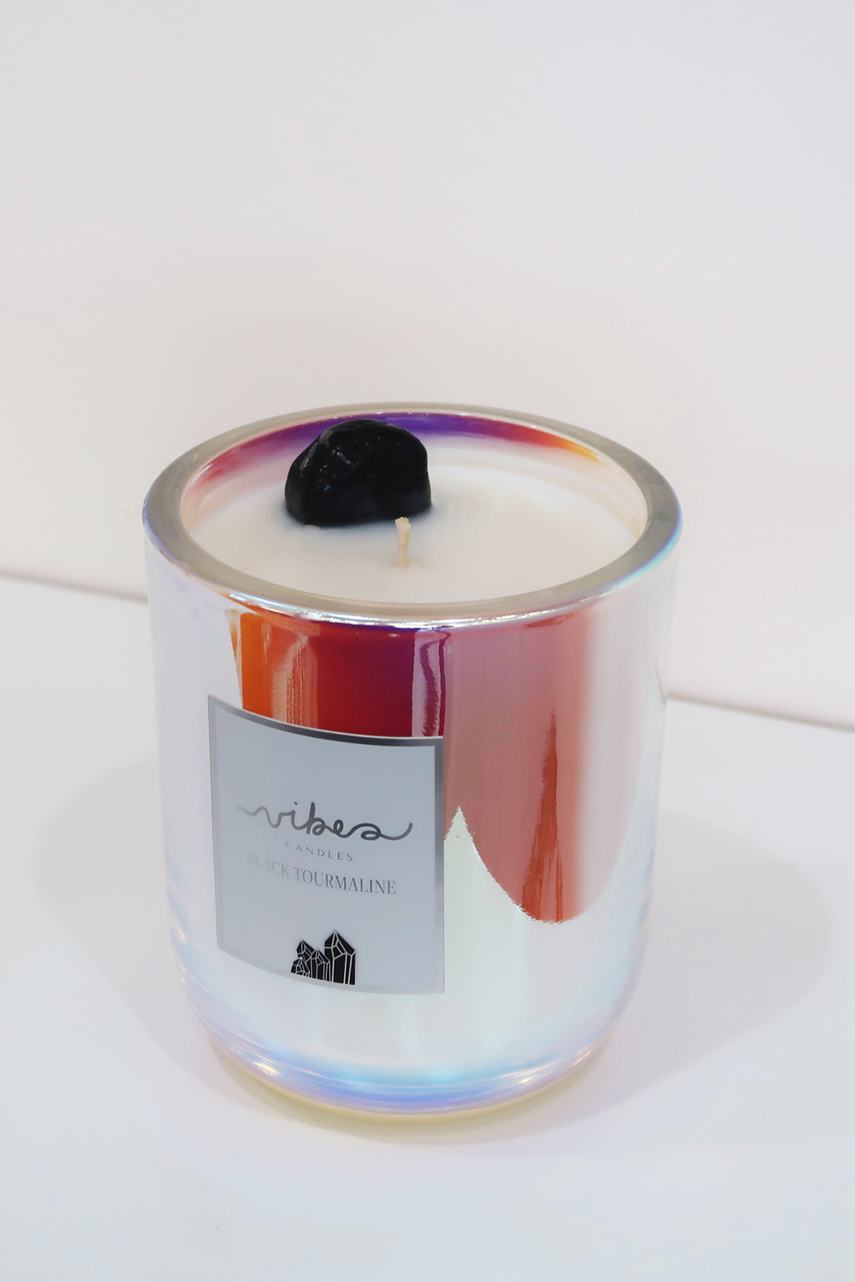 10oz Crystal Candle - Black Tourmaline - Protects + Purifies + Lightens Energy
