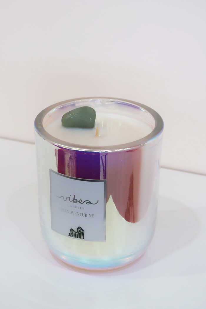 10oz Crystal Candle - Green Aventurine - Luck + Opportunity + Success