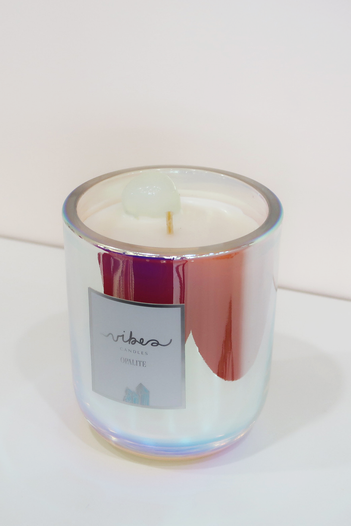 10oz Crystal Candle - Opalite - Soothing + Calming + Peaceful