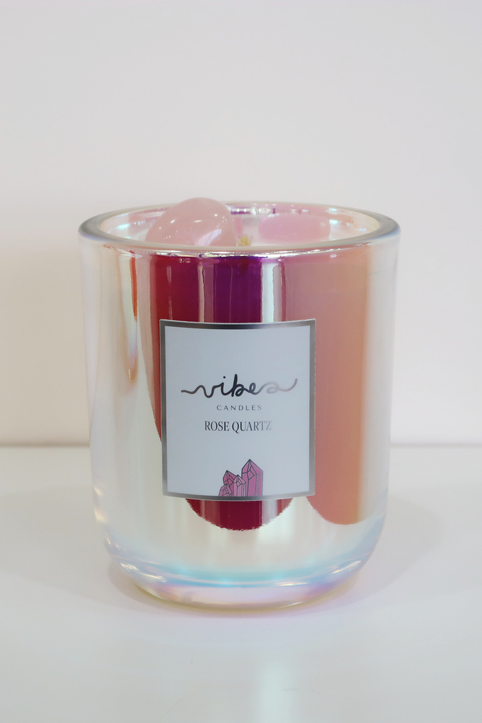 10oz Crystal Candle - Rose Quartz - Love + Kindness + Compassion
