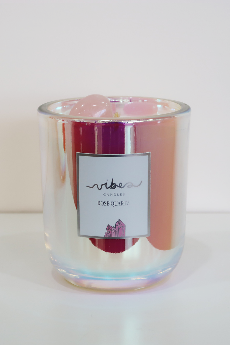 10oz Crystal Candle - Rose Quartz - Love + Kindness + Compassion