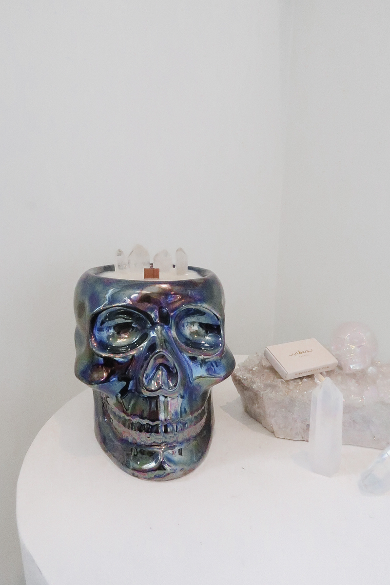 Skull Crystal Candle - Rainbow