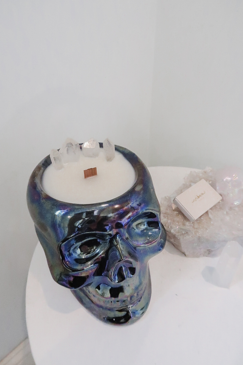 Skull Crystal Candle - Rainbow