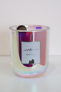 10oz Crystal Candle - Smokey Quartz - Grounding + Stress Relief + Energy Cleanser
