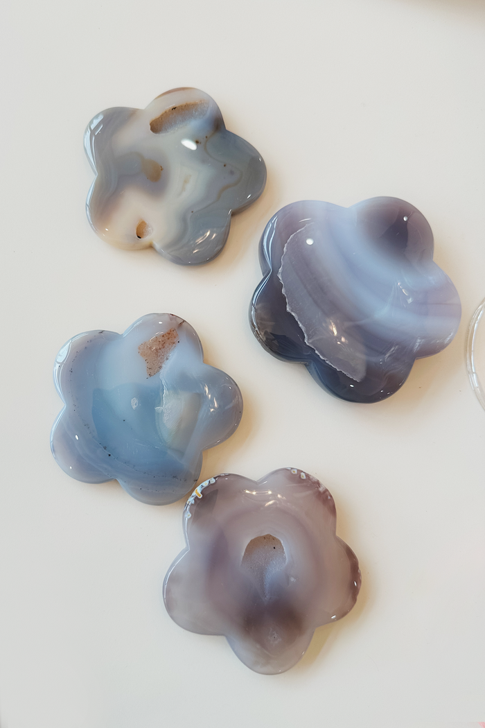 Blue Agate Crystal Flowers
