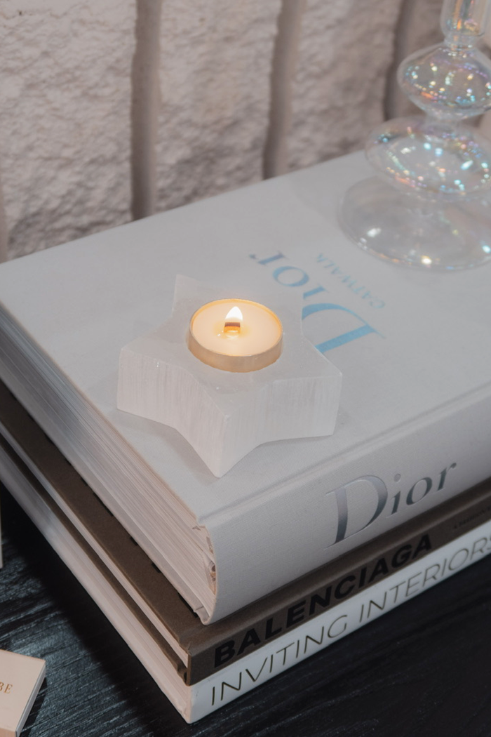 Selenite Star Tealight Candle Holder