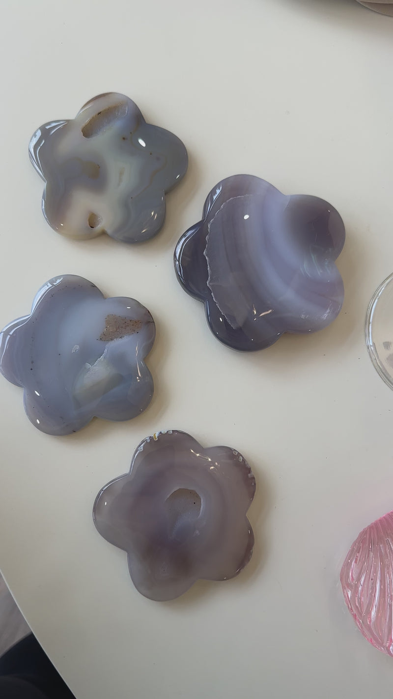 Blue Agate Crystal Flowers