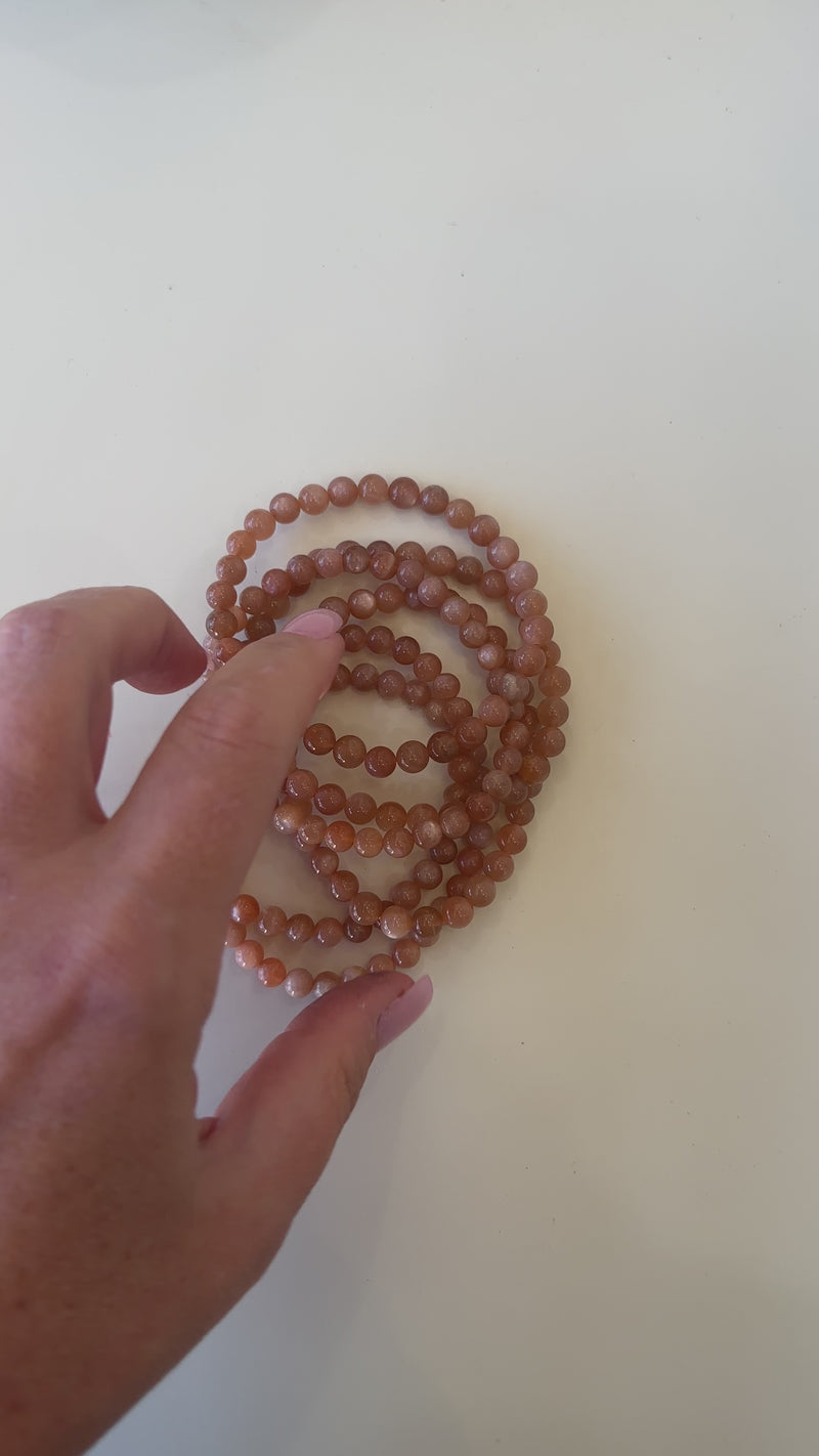 Beaded Bracelet - Peach Moonstone