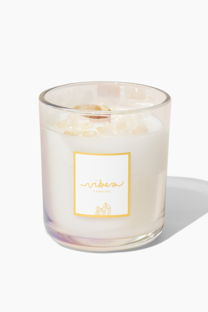 11 oz. Crystal Candle - Citrine - Goal Setting + Abundance + Creativity