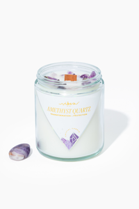 7.5oz Crystal Candle - Amethyst Quartz - Transformation + Protection