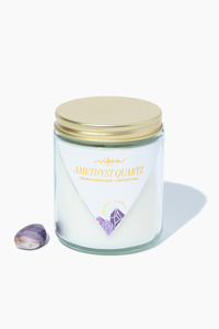 7.5oz Crystal Candle - Amethyst Quartz - Transformation + Protection