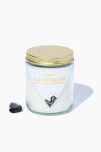 7.5oz Crystal Candle - Black Tourmaline - Protects + Purifies + Lightens Energy