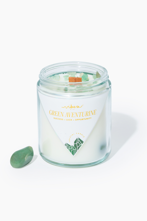 8 oz. Crystal Candle - “Holiday” Green Aventurine