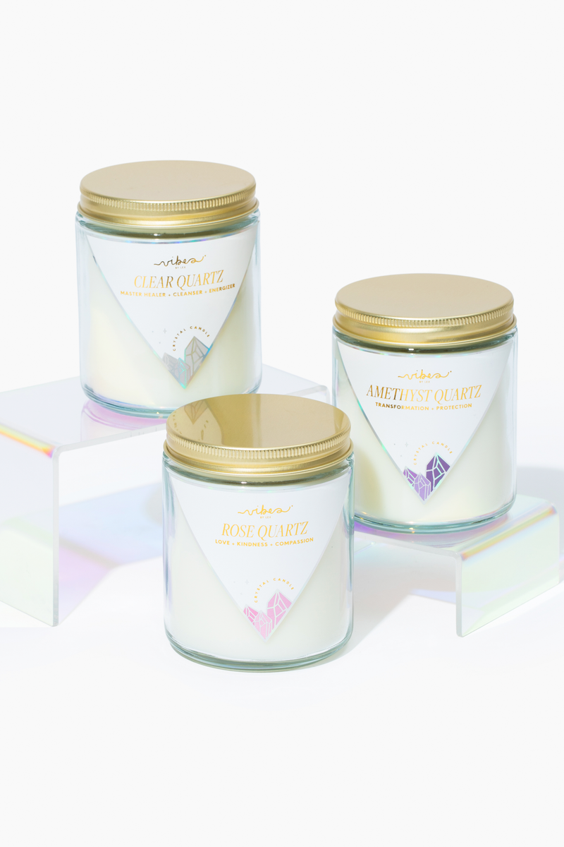 7.5oz Crystal Candle - Rose Quartz - Love + Kindness + Compassion