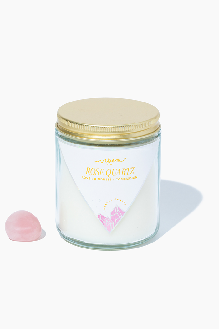 7.5oz Crystal Candle - Rose Quartz - Love + Kindness + Compassion