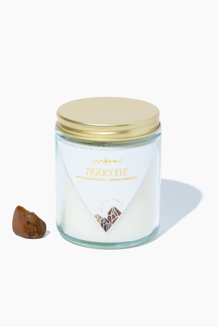 7.5oz Crystal Candle - Tiger's Eye - Courage + Empowerment